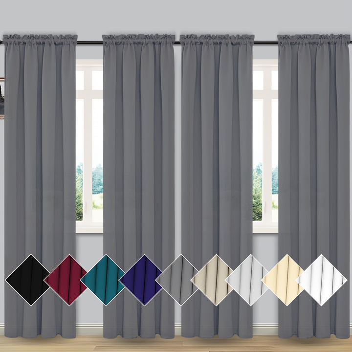 4 Panels Simple Rod Pocket Curtains - Light Filtering, Solid Color, Easy Hang, Decorative Drapes for Living Room, Office, Bedroom - Perfect for Sunlight Control and Home Decor