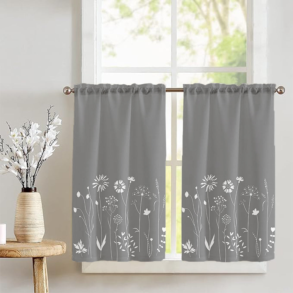 Chic Floral Print Curtains - Rod Pocket Design For Easy Hanging, Perfect For Living Room, Bedroom, Kitchen, Bathroom, And More - Versatile Home & Cafe Decor, 1pc/2pcs Set