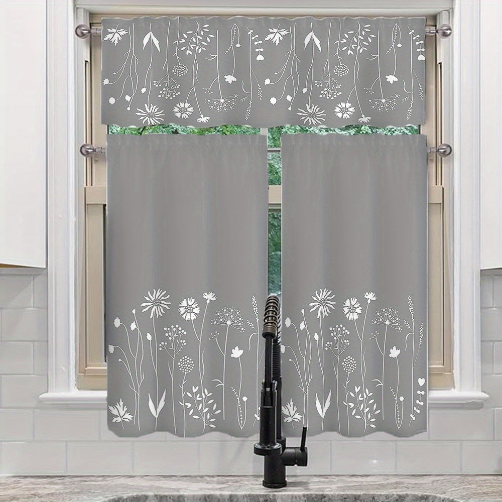 Chic Floral Print Curtains - Rod Pocket Design For Easy Hanging, Perfect For Living Room, Bedroom, Kitchen, Bathroom, And More - Versatile Home & Cafe Decor, 1pc/2pcs Set