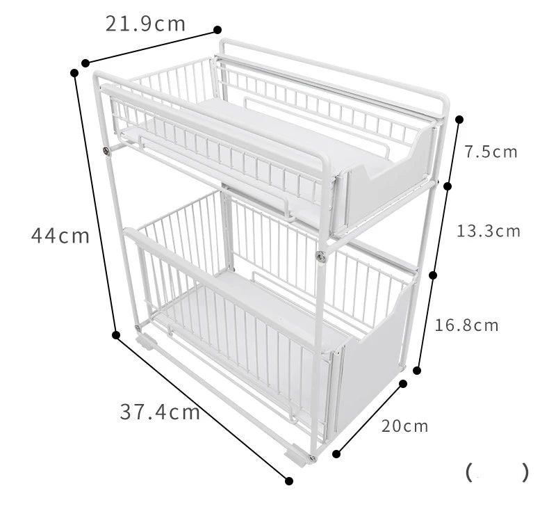 Under The Kitchen Sink Storage Rack Drawer Type Can Be Pushed and Pulled Under The Cabinet Telescopic Double Shelf