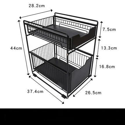 Under The Kitchen Sink Storage Rack Drawer Type Can Be Pushed and Pulled Under The Cabinet Telescopic Double Shelf