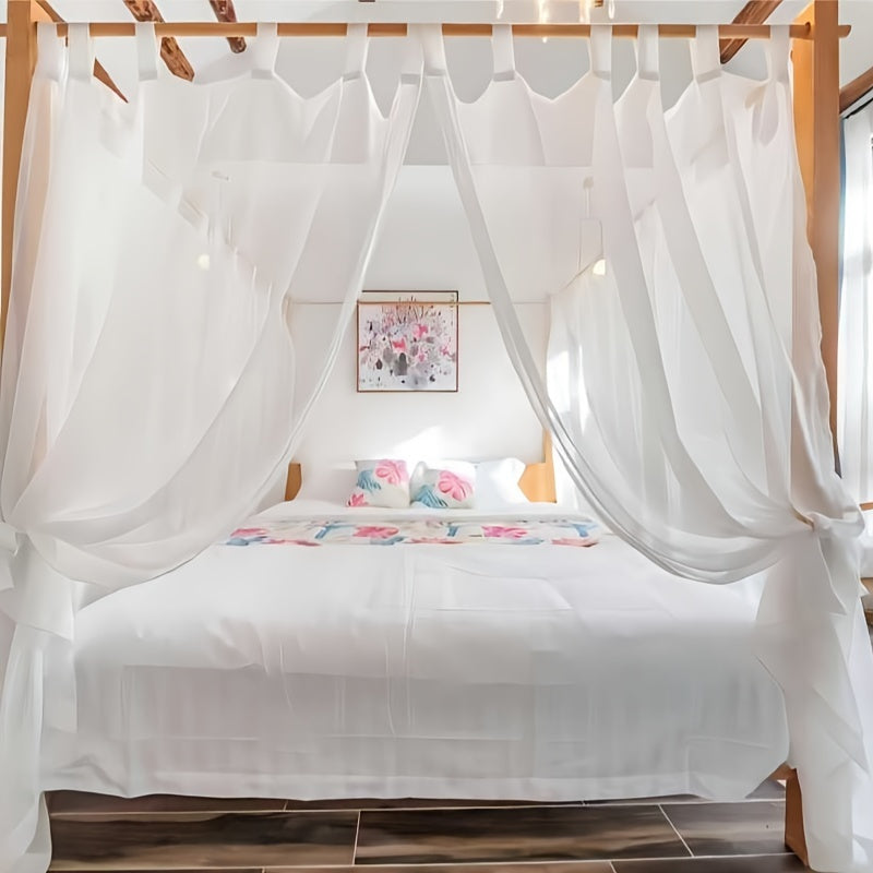 2pcs/6pcs/8pcs Canopy Bed Curtains, Semi-Transparent Curtains with a Blend of Artificial Linen Texture, Featuring Top Ties And Bedroom Ties, Suitable for Home And Outdoor Use, Excluding The Frame.