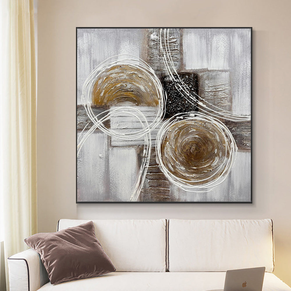 Modern Brown And Black Thick Oil Texture Abstract Landscape Picture Handmade Oil Painting Decor Living Room Sofa Back Mural