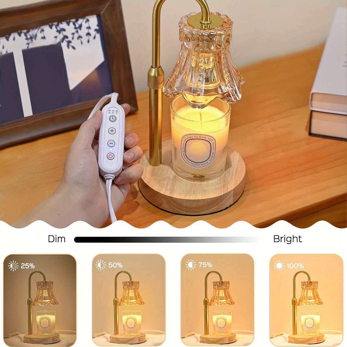 JACKYLED 2-Pack Candle Warmer Lamps Height Adjustable Fragrance Candle Warming Lamps with 4 Bulbs 35W, 2H/4H/8H Timer and 4-Level Dimmer, Wax Warmer Heater Lamp for Home Decor, Housewarming Gift