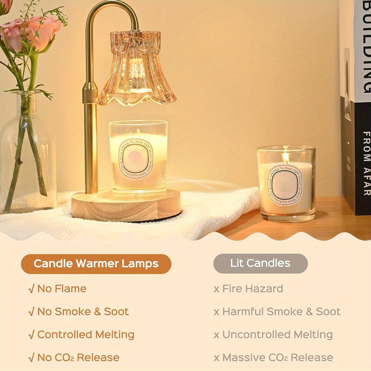 JACKYLED 2-Pack Candle Warmer Lamps Height Adjustable Fragrance Candle Warming Lamps with 4 Bulbs 35W, 2H/4H/8H Timer and 4-Level Dimmer, Wax Warmer Heater Lamp for Home Decor, Housewarming Gift