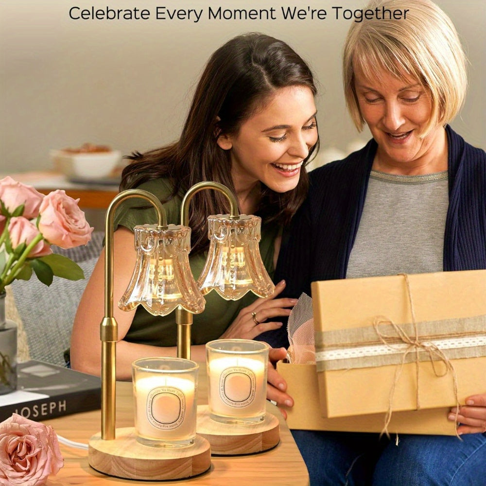 JACKYLED 2-Pack Candle Warmer Lamps Height Adjustable Fragrance Candle Warming Lamps with 4 Bulbs 35W, 2H/4H/8H Timer and 4-Level Dimmer, Wax Warmer Heater Lamp for Home Decor, Housewarming Gift