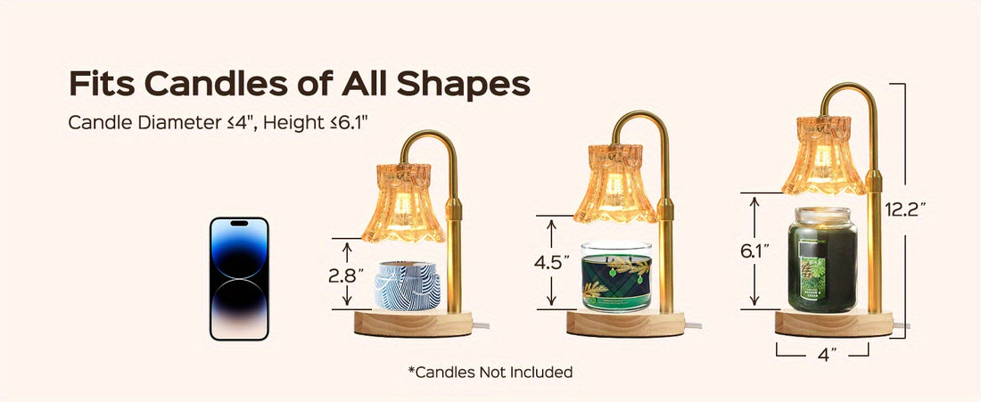 JACKYLED 2-Pack Candle Warmer Lamps Height Adjustable Fragrance Candle Warming Lamps with 4 Bulbs 35W, 2H/4H/8H Timer and 4-Level Dimmer, Wax Warmer Heater Lamp for Home Decor, Housewarming Gift