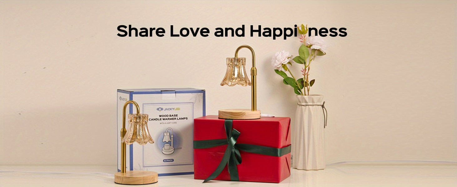 JACKYLED 2-Pack Candle Warmer Lamps Height Adjustable Fragrance Candle Warming Lamps with 4 Bulbs 35W, 2H/4H/8H Timer and 4-Level Dimmer, Wax Warmer Heater Lamp for Home Decor, Housewarming Gift
