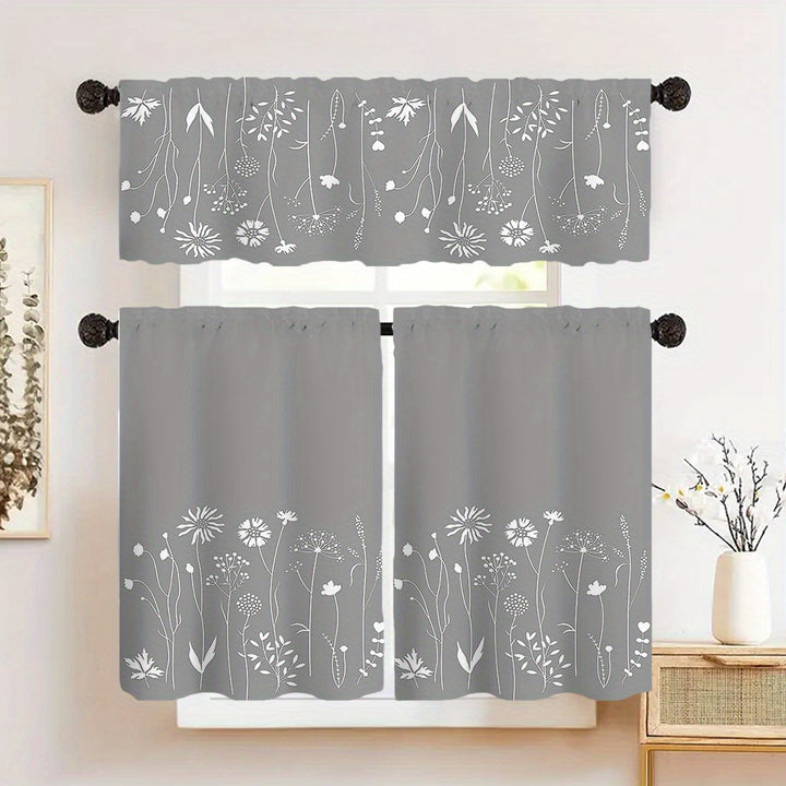 Chic Floral Print Curtains - Rod Pocket Design For Easy Hanging, Perfect For Living Room, Bedroom, Kitchen, Bathroom, And More - Versatile Home & Cafe Decor, 1pc/2pcs Set
