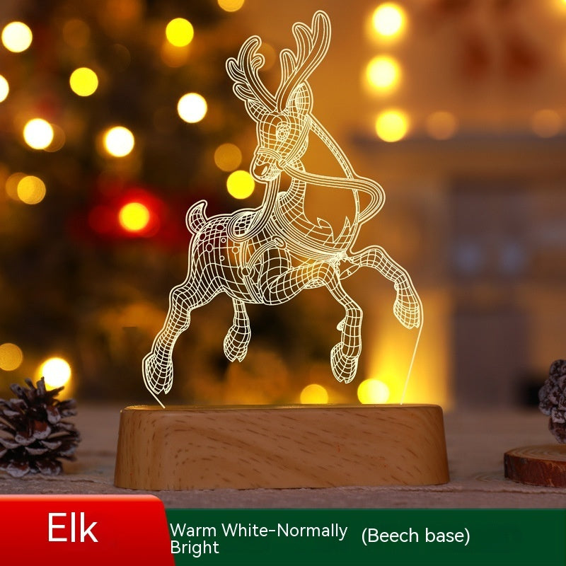 3D Acrylic Christmas Lamp – LED Night Light for Holiday Decoration & Gift