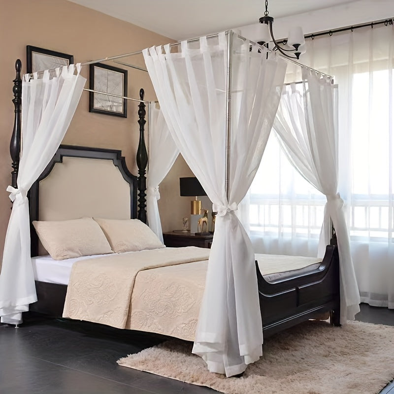 2pcs/6pcs/8pcs Canopy Bed Curtains, Semi-Transparent Curtains with a Blend of Artificial Linen Texture, Featuring Top Ties And Bedroom Ties, Suitable for Home And Outdoor Use, Excluding The Frame.