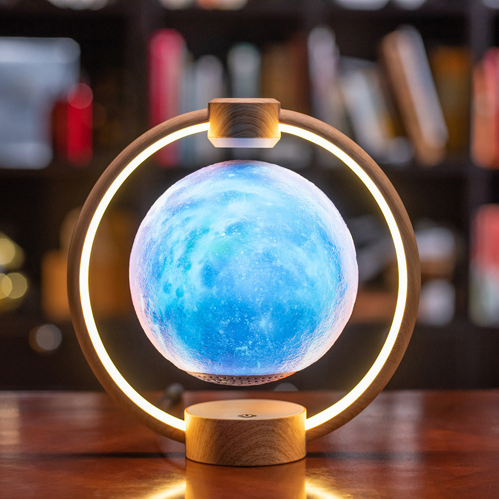 3D Magnetic Floating Moon Lamp with Bluetooth Speaker – LED Night Light for Home Decor