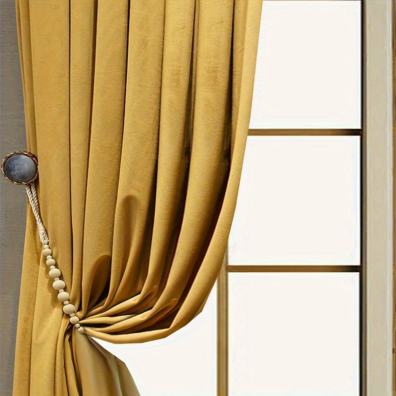 2pcs Luxurious Velvet French-style Thick Blackout Curtains for Living Room and Bedroom - Soft, Elegant, and Durable Fabric - Perfect for Blocking Light and Noise, Energy Efficient, and Easy to Clean