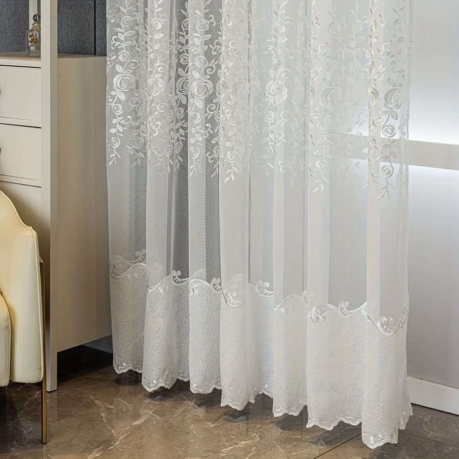 [Uv-Resistant | Embroidered] 2pcs White Embroidered Curtains | Uv-Resistant Transparent, Small Flower Patterns | Suitable for Home Decoration in Living Rooms, Bedrooms, Dining Rooms, Offices, Balconies, Etc