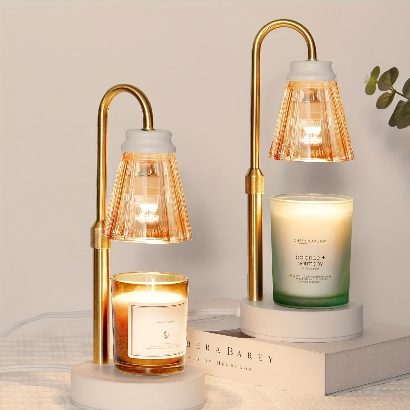 JACKYLED 2-Pack Candle Warmer Lamps Height Adjustable Fragrance Candle Warming Lamps with 4 Bulbs 35W, 2H/4H/8H Timer and 4-Level Dimmer, Wax Warmer Heater Lamp for Home Decor, Housewarming Gift