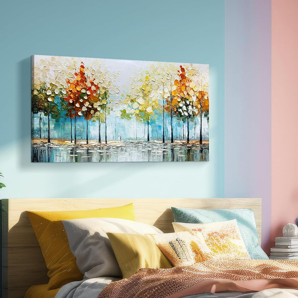 Large Handpainted Palette Knife Tree Oil Painting On Canvas Modern Abstract Landscape Art Poster Wall Pictures Home Decor