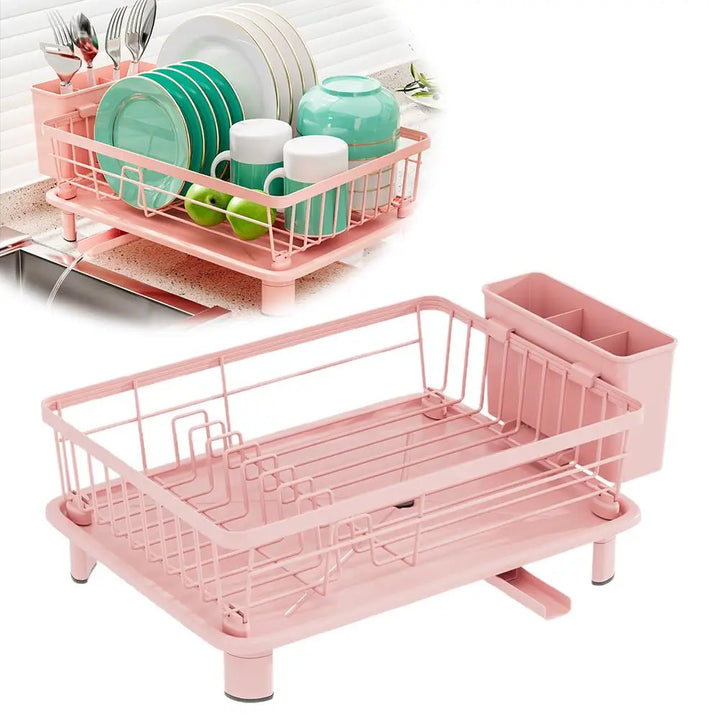 Kitchen Plate Storage Rack With Drainer For Countertop Utensils Plates Chopsticks Bowls Spoons Storage Dish Drying Rack F6h7