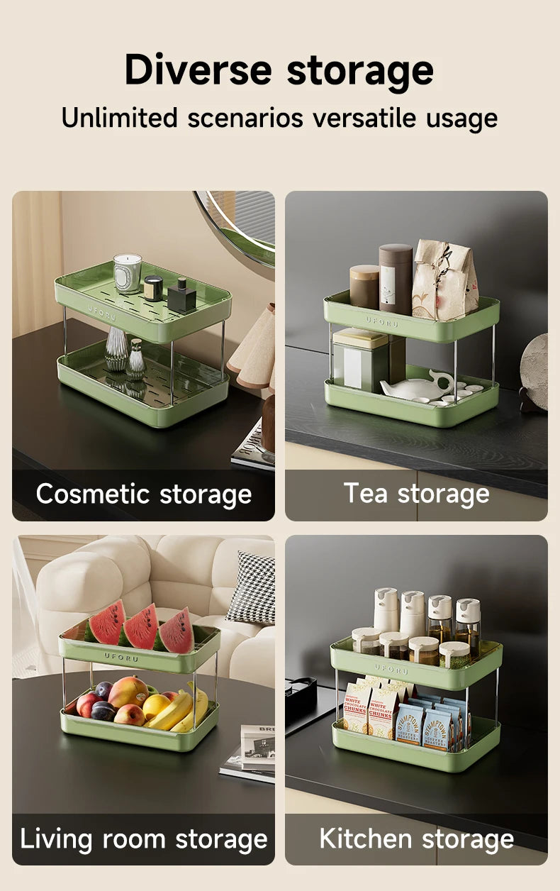 UFORU Kitchen and Multi-function drain cup rack in ancient home tea cup storage rack with  double layer large capacity organizer