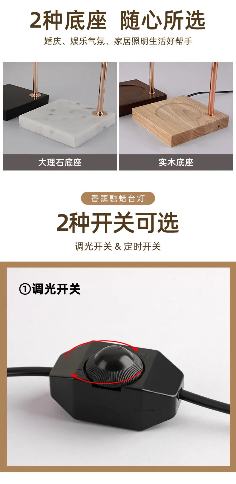 Candle Warmer Lamp with Timer Dimming Melting Wax Table Lamp Home Bedroom Decor Nightlight Creative Aromatherapy Desk Light Gift