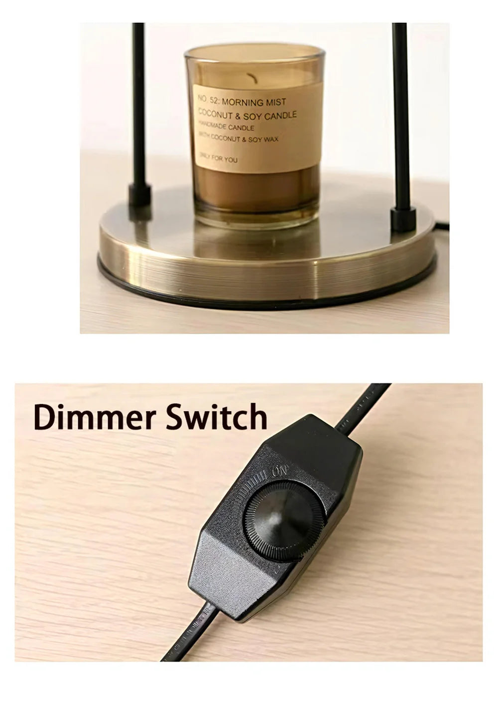 Candle Warmer Electric Wax Melt Lamp Dimmable Aromatherapy Table Lamp Candle Melting Diffuser Bedside Warmer Light