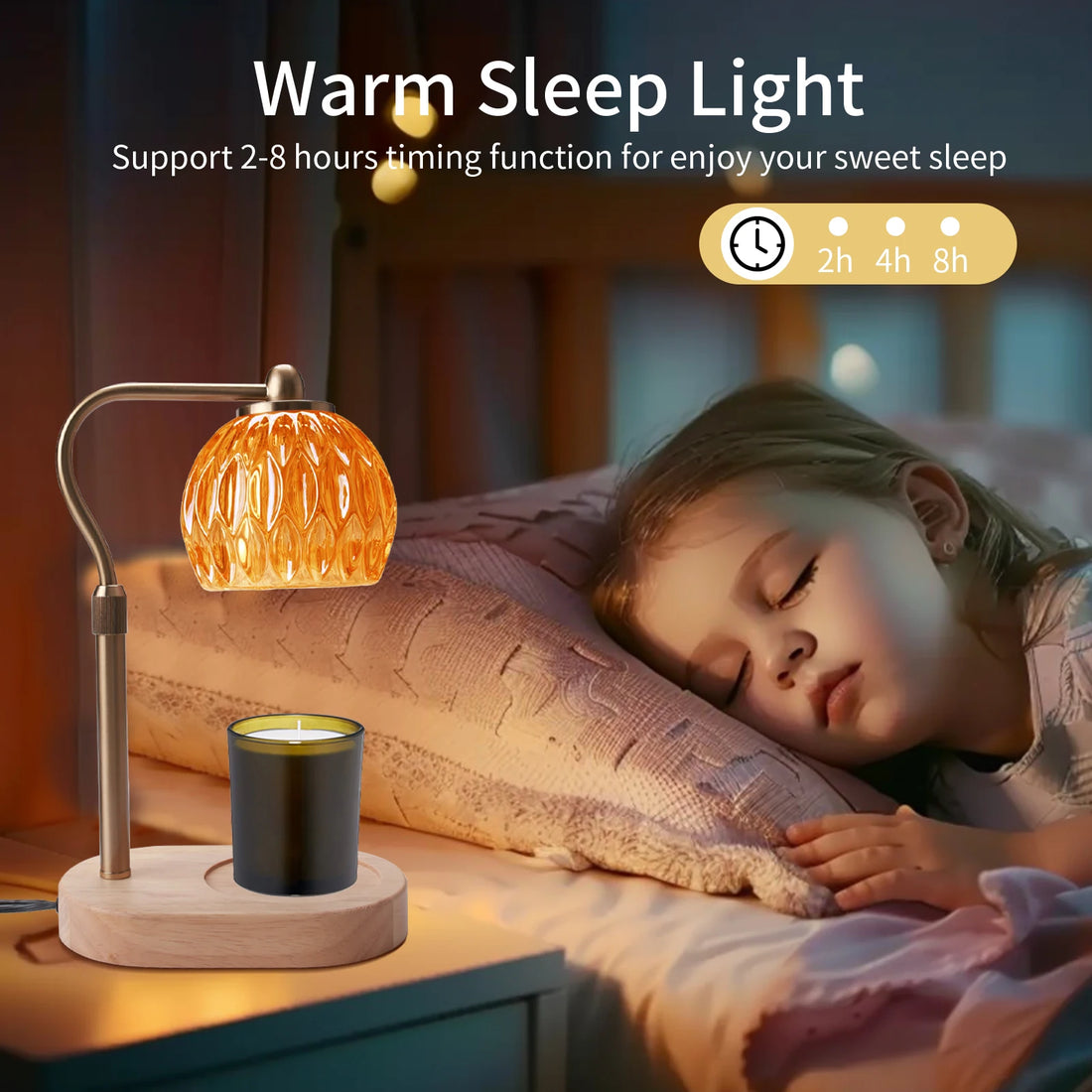 Candle Warmer Lamp Retro Candle Warmer Table Lamp Aromatherapy Lamp with Timer & Dimmer Height Adjustable for Scented Candles