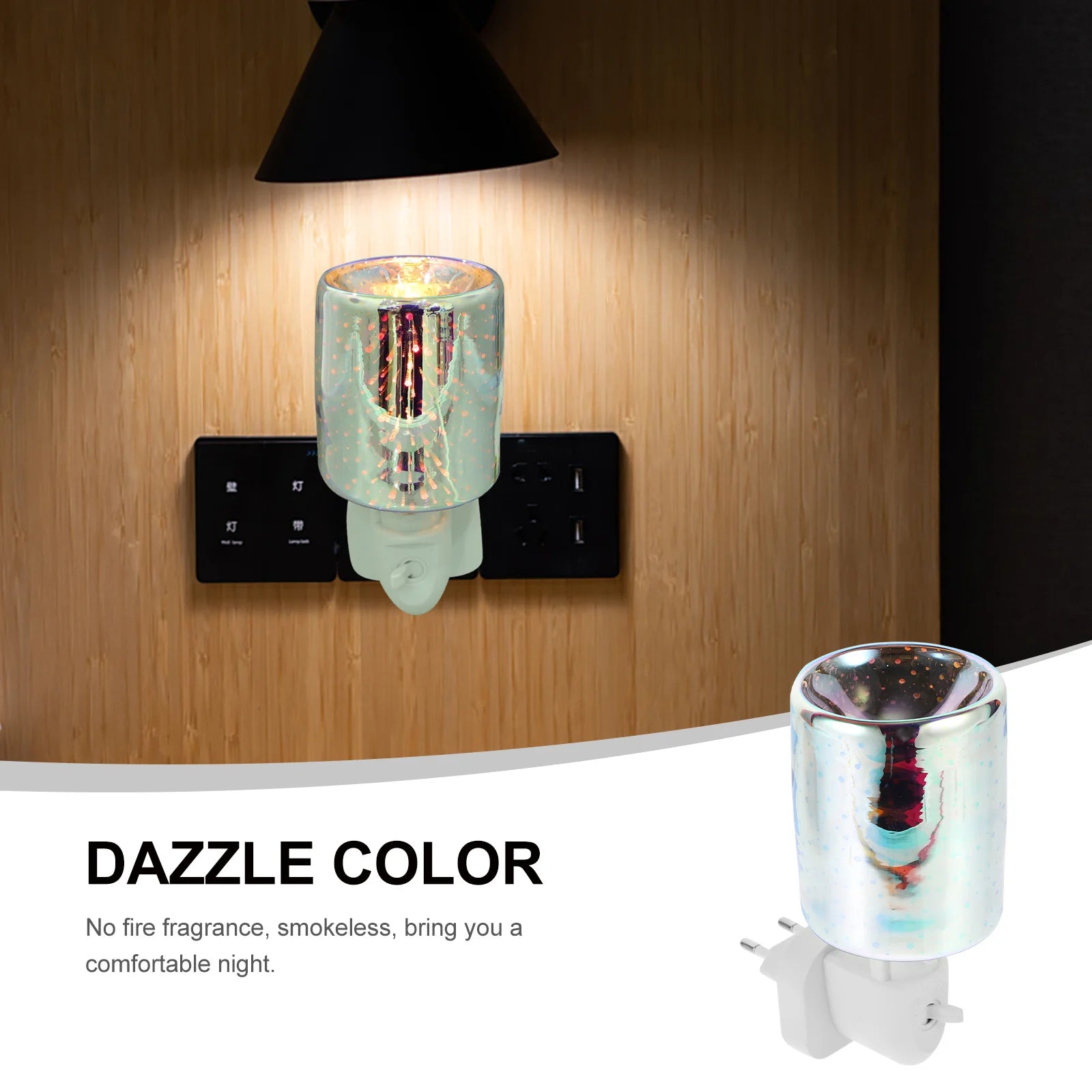 1Pcs Smokeless Warmer 3D Glass Electric Fragrance Lamp Wax Burner Aromatherapy Night Light for Home Office Spa Yoga