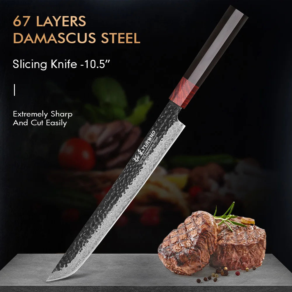 TURWHO 1-5PCS Kitchen Knives Set 67 Layers Damascus Steel VG10 Core Japanese Chef's Knife Kiritsuke Knife Kitchen Accessories