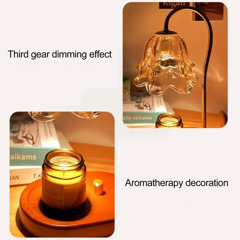 Candle Warmer Lamp with Timer&Adjustable Brightness- Wooden Base Wax Melter for Home, Office, Aromatherapy & Decorative Lighting