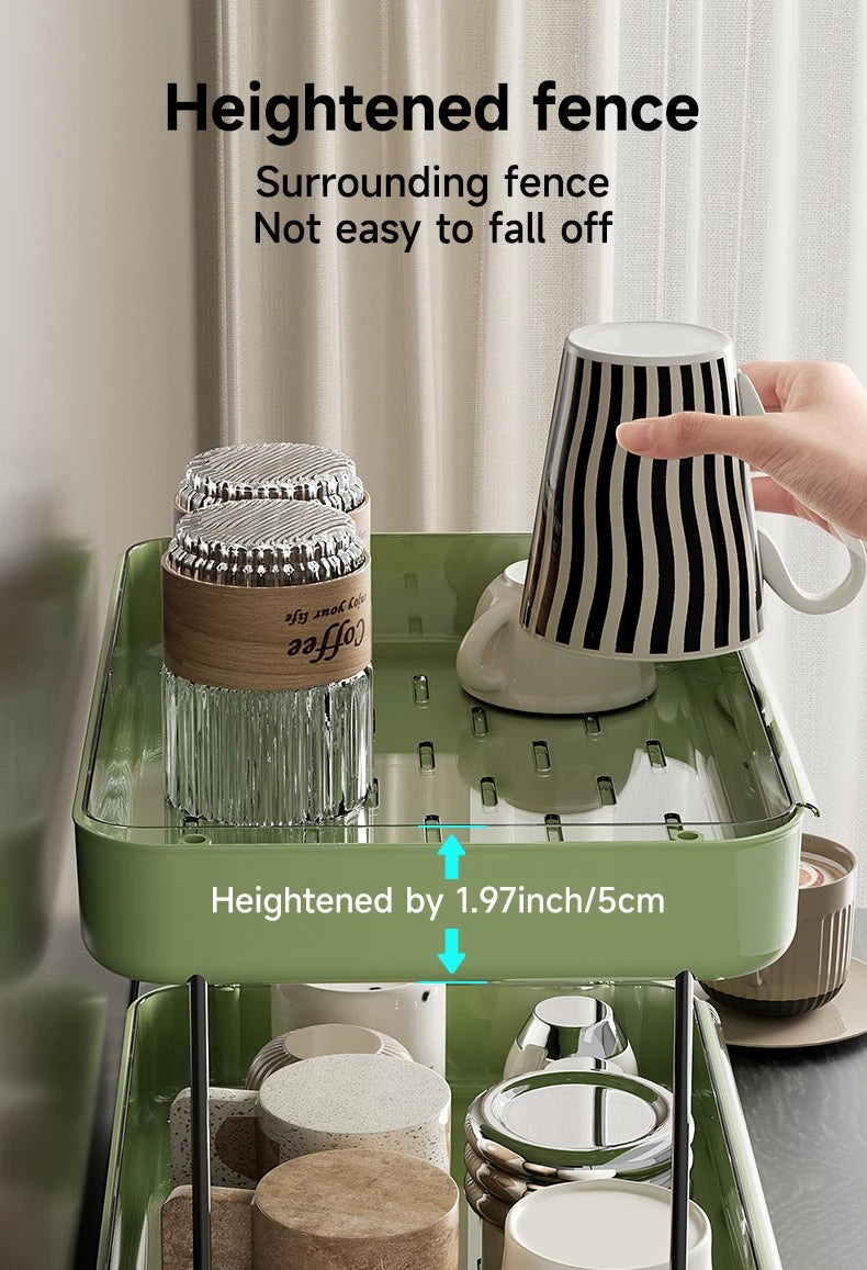 UFORU Kitchen and Multi-function drain cup rack in ancient home tea cup storage rack with  double layer large capacity organizer