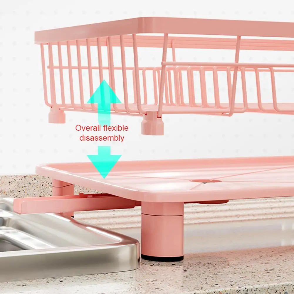 Kitchen Plate Storage Rack With Drainer For Countertop Utensils Plates Chopsticks Bowls Spoons Storage Dish Drying Rack F6h7