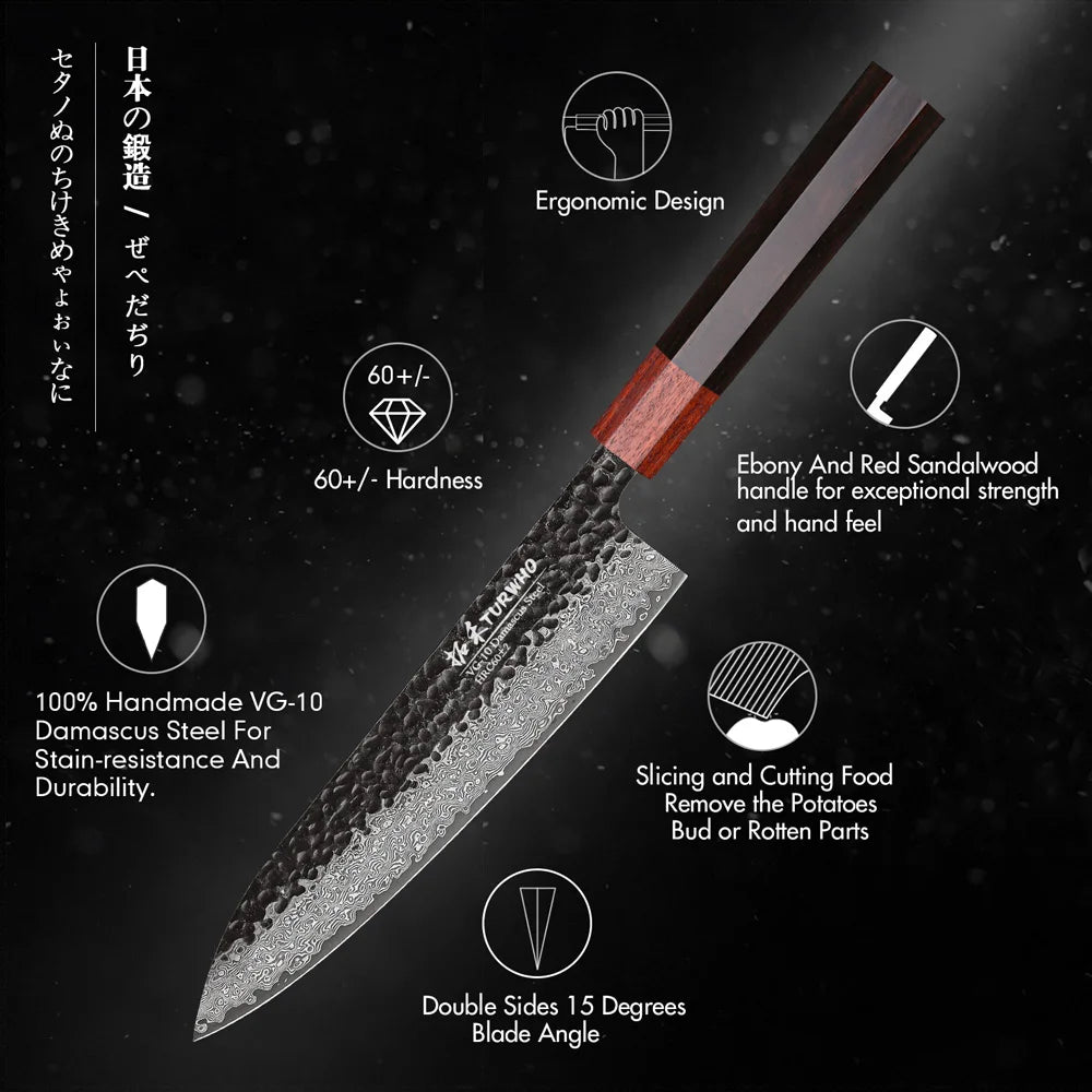 TURWHO 1-5PCS Kitchen Knives Set 67 Layers Damascus Steel VG10 Core Japanese Chef's Knife Kiritsuke Knife Kitchen Accessories