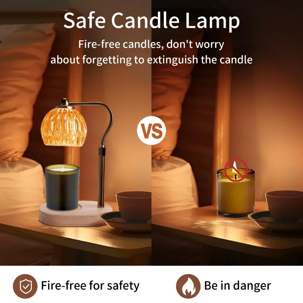 Candle Warmer Lamp Retro Candle Warmer Table Lamp Aromatherapy Lamp with Timer & Dimmer Height Adjustable for Scented Candles