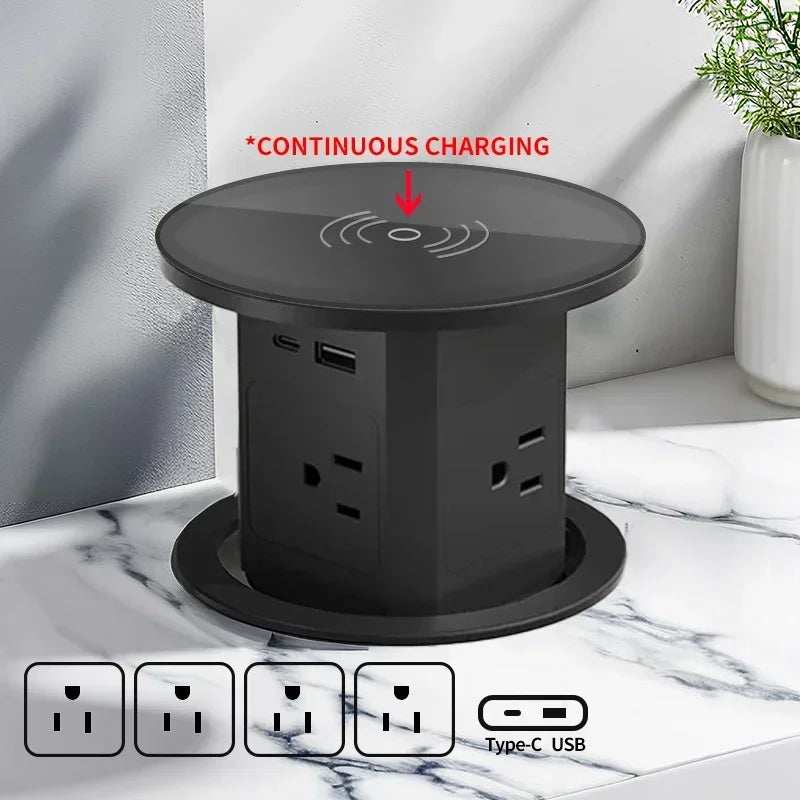 US UK AU Plug power Kitchen Table Electrical Socket Pop Up Desktop Sockets Power Charge USB Aluminum Shelf ,Hidden,Built-in