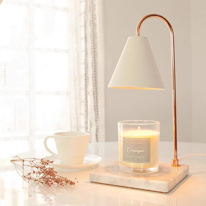 Bedside Candle Warmer Lamp Melt Lamps Stepless Dimming Table Lamp Wooden Base Candle Warmer Lamp 50W for Bedroom Decor Lighting