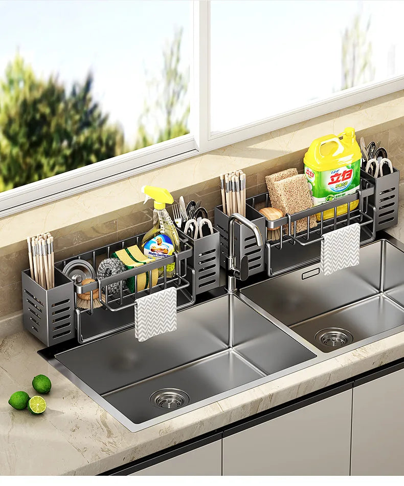 Kitchen Sink, Drain Rack, Sink, Rag, Sponge, Detergent Storage Rack, Multi-functional Tableware Storage Rack Kitchen
