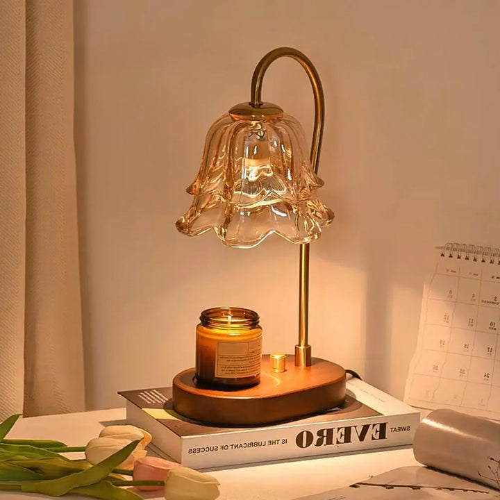 Candle Warmer Lamp with Timer&Adjustable Brightness- Wooden Base Wax Melter for Home, Office, Aromatherapy & Decorative Lighting