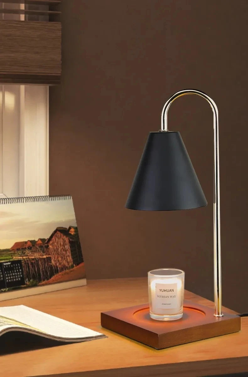 Bedside Candle Warmer Lamp Melt Lamps Stepless Dimming Table Lamp Wooden Base Candle Warmer Lamp 50W for Bedroom Decor Lighting