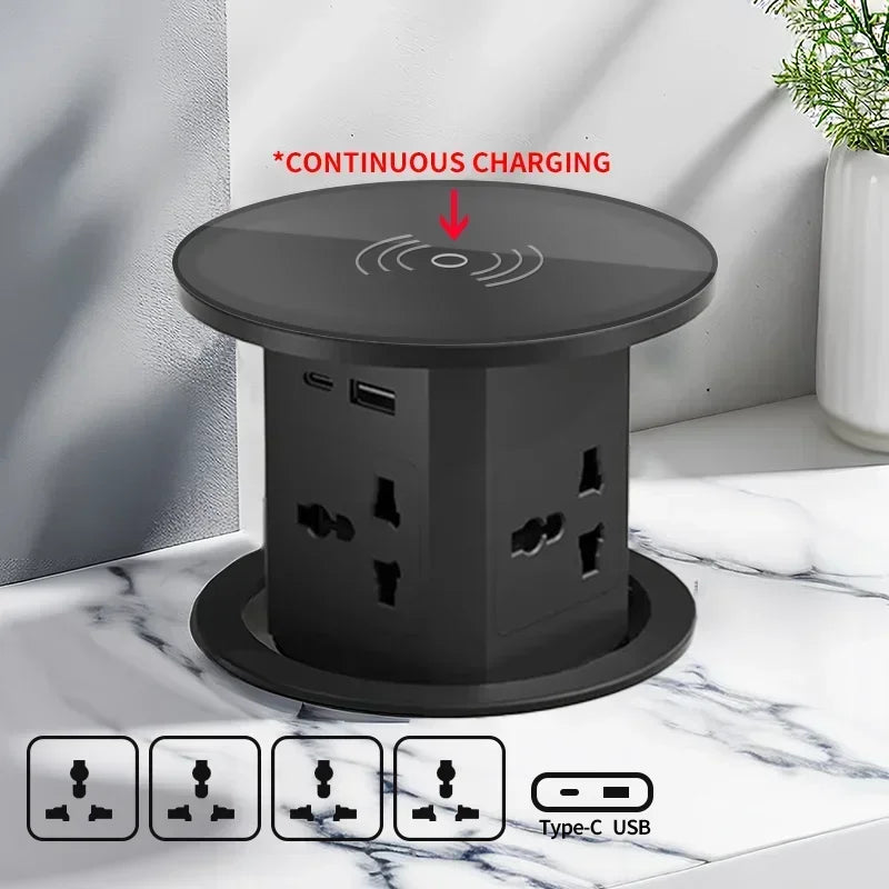 US UK AU Plug power Kitchen Table Electrical Socket Pop Up Desktop Sockets Power Charge USB Aluminum Shelf ,Hidden,Built-in