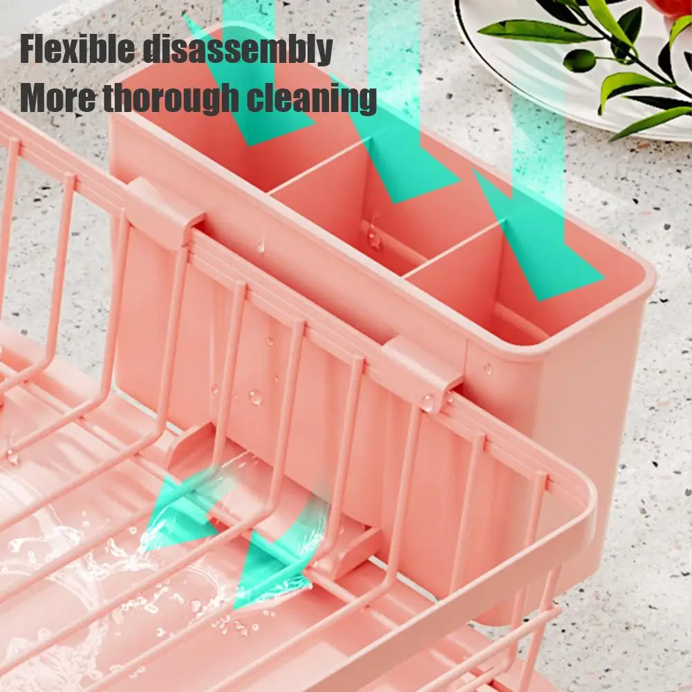 Kitchen Plate Storage Rack With Drainer For Countertop Utensils Plates Chopsticks Bowls Spoons Storage Dish Drying Rack F6h7