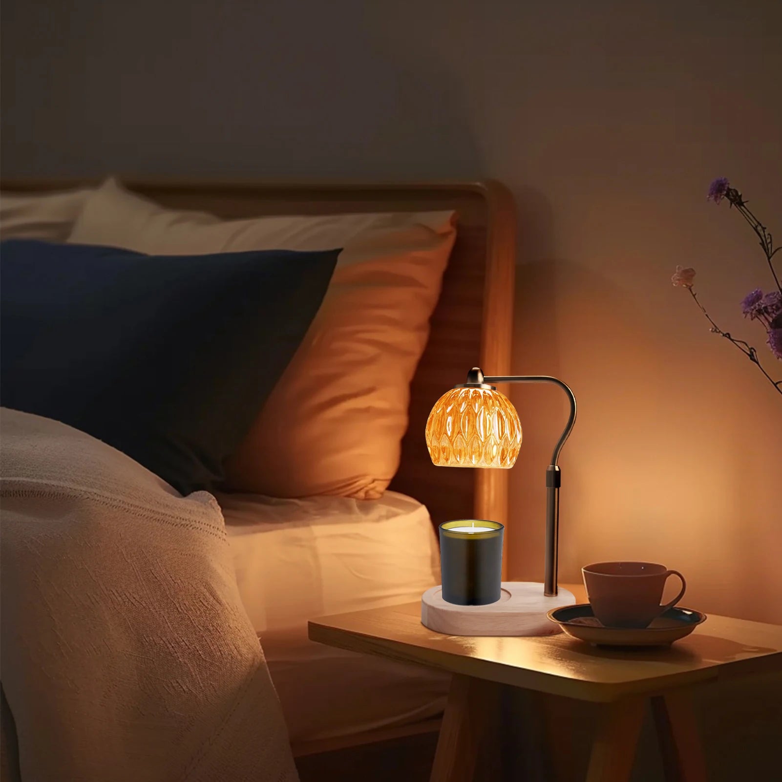 Candle Warmer Lamp Retro Candle Warmer Table Lamp Aromatherapy Lamp with Timer & Dimmer Height Adjustable for Scented Candles