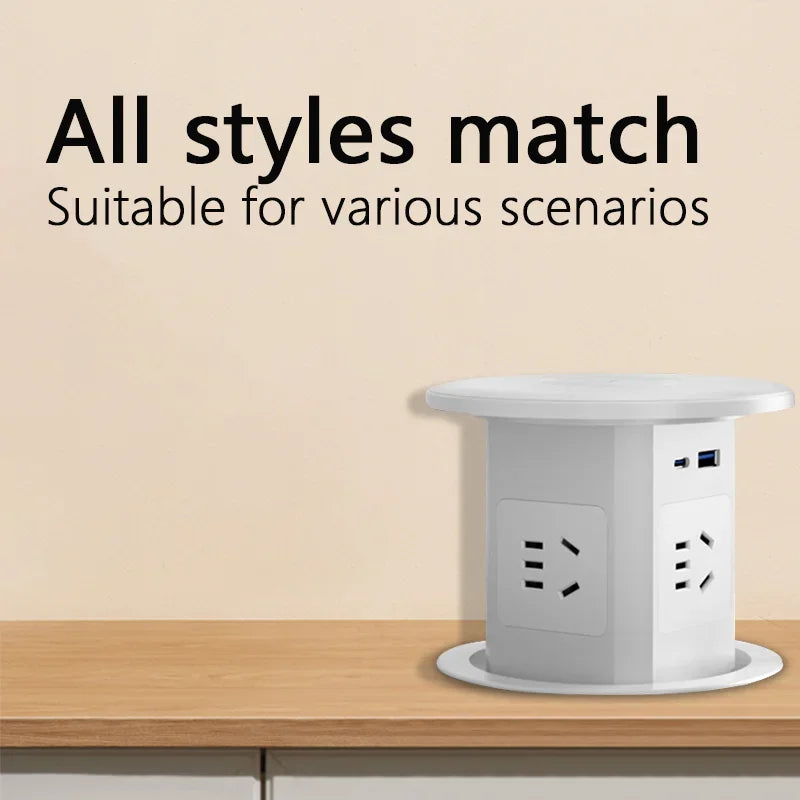 US UK AU Plug power Kitchen Table Electrical Socket Pop Up Desktop Sockets Power Charge USB Aluminum Shelf ,Hidden,Built-in