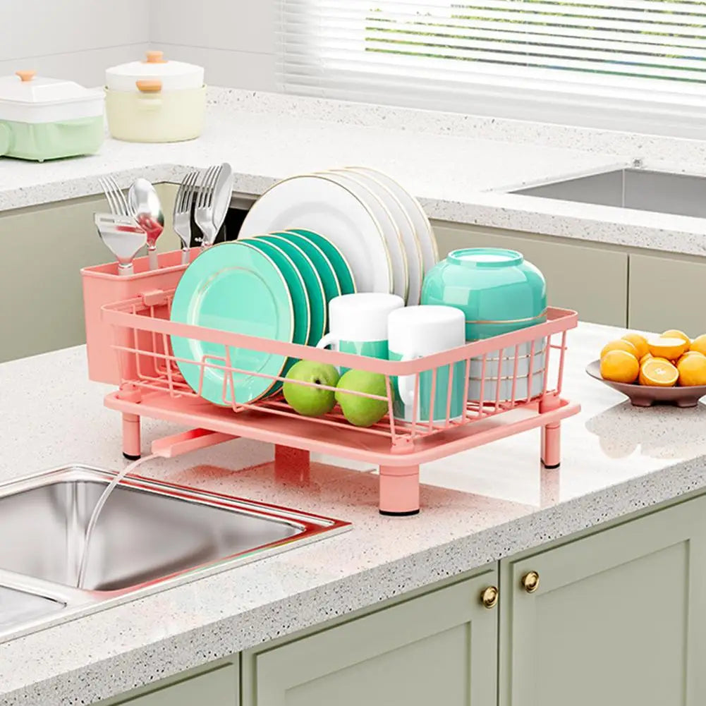 Kitchen Plate Storage Rack With Drainer For Countertop Utensils Plates Chopsticks Bowls Spoons Storage Dish Drying Rack F6h7