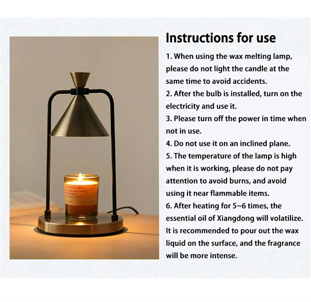 Candle Warmer Electric Wax Melt Lamp Dimmable Aromatherapy Table Lamp Candle Melting Diffuser Bedside Warmer Light