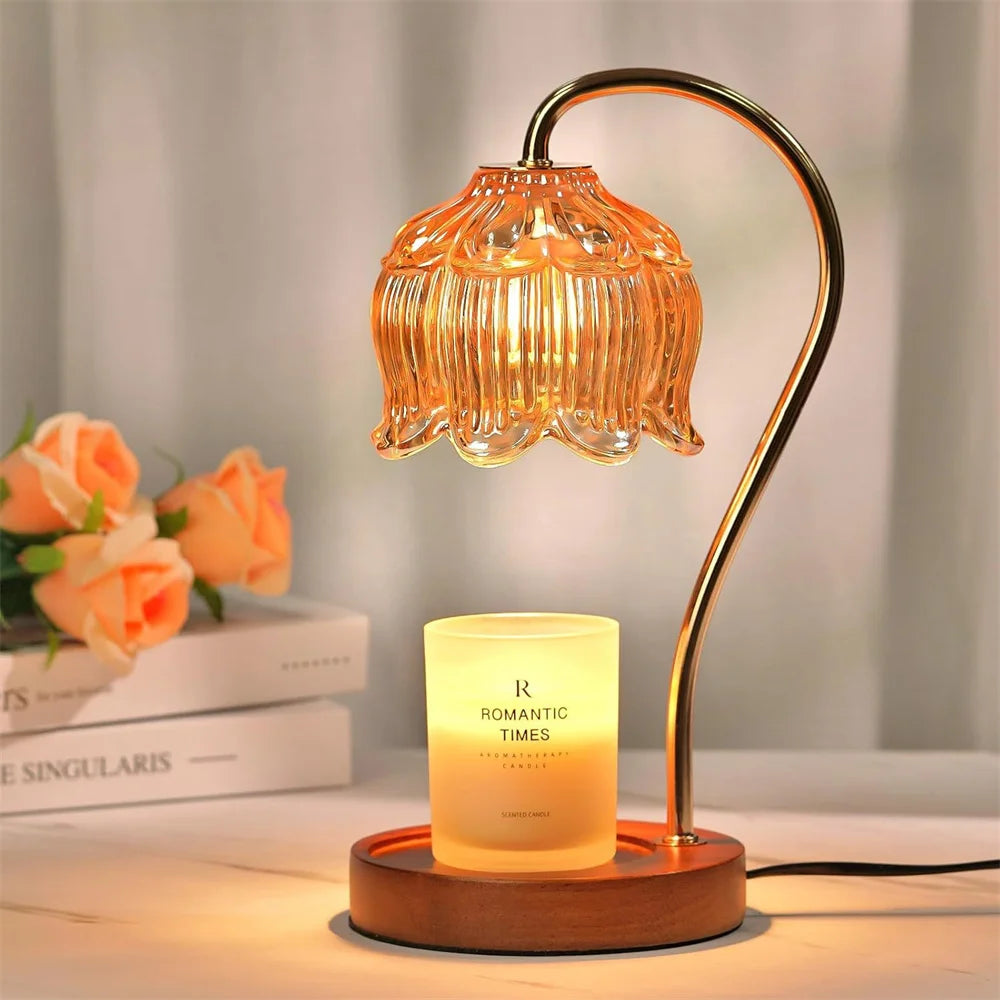 Candle Warmer Lamp Petal Shape Retro Lamp Candle Tray Home Decoration Aromatherapy Light Night Light Desk Decor Lighting
