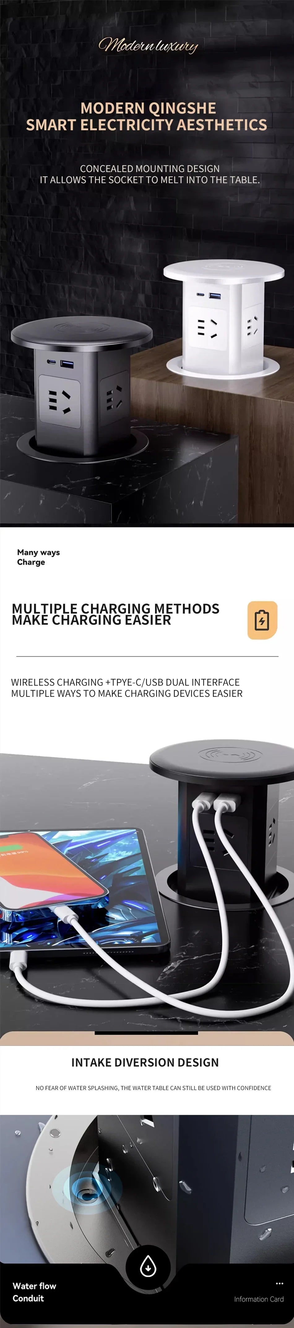 US UK AU Plug power Kitchen Table Electrical Socket Pop Up Desktop Sockets Power Charge USB Aluminum Shelf ,Hidden,Built-in