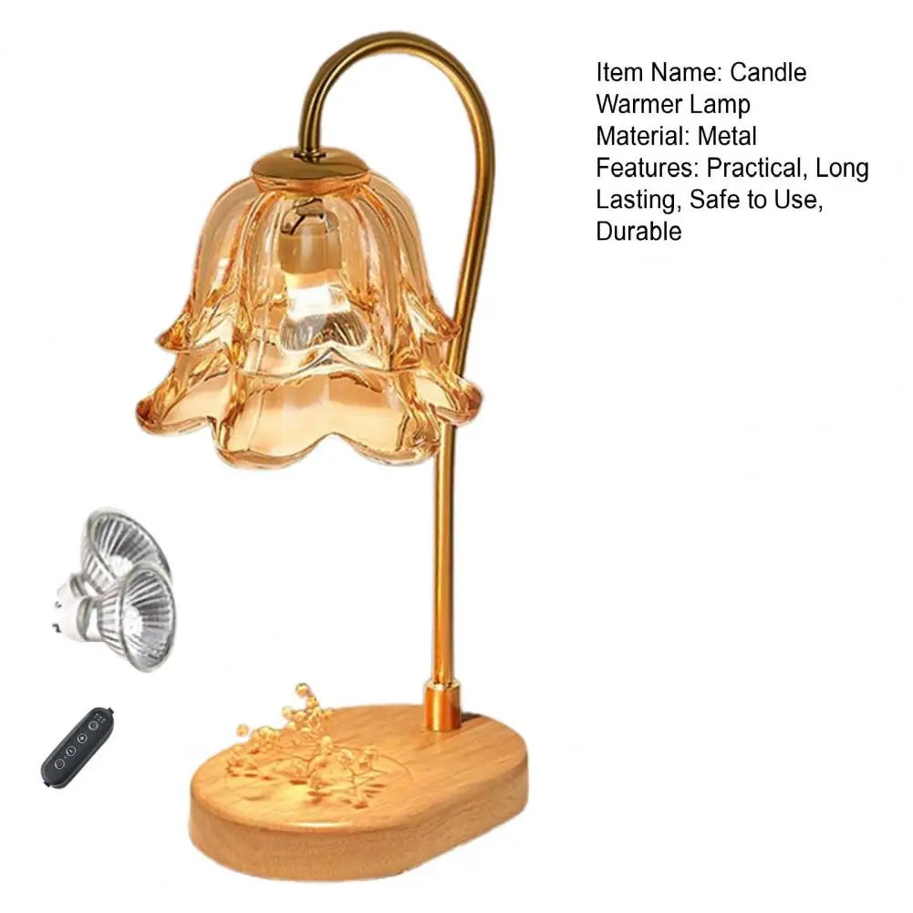 Candle Warmer Lamp with Timer&Adjustable Brightness- Wooden Base Wax Melter for Home, Office, Aromatherapy & Decorative Lighting