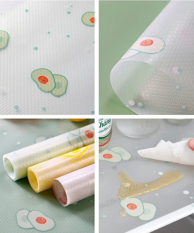 Kitchen Non-slip Shelf Drawer Liner Printed Cupboard Refrigerator Washable Oil-proof Mat Household Cabinet Placemat