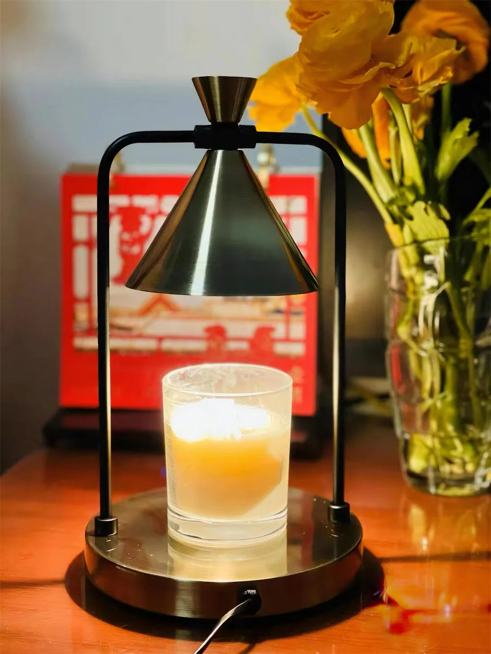 Candle Warmer Electric Wax Melt Lamp Dimmable Aromatherapy Table Lamp Candle Melting Diffuser Bedside Warmer Light