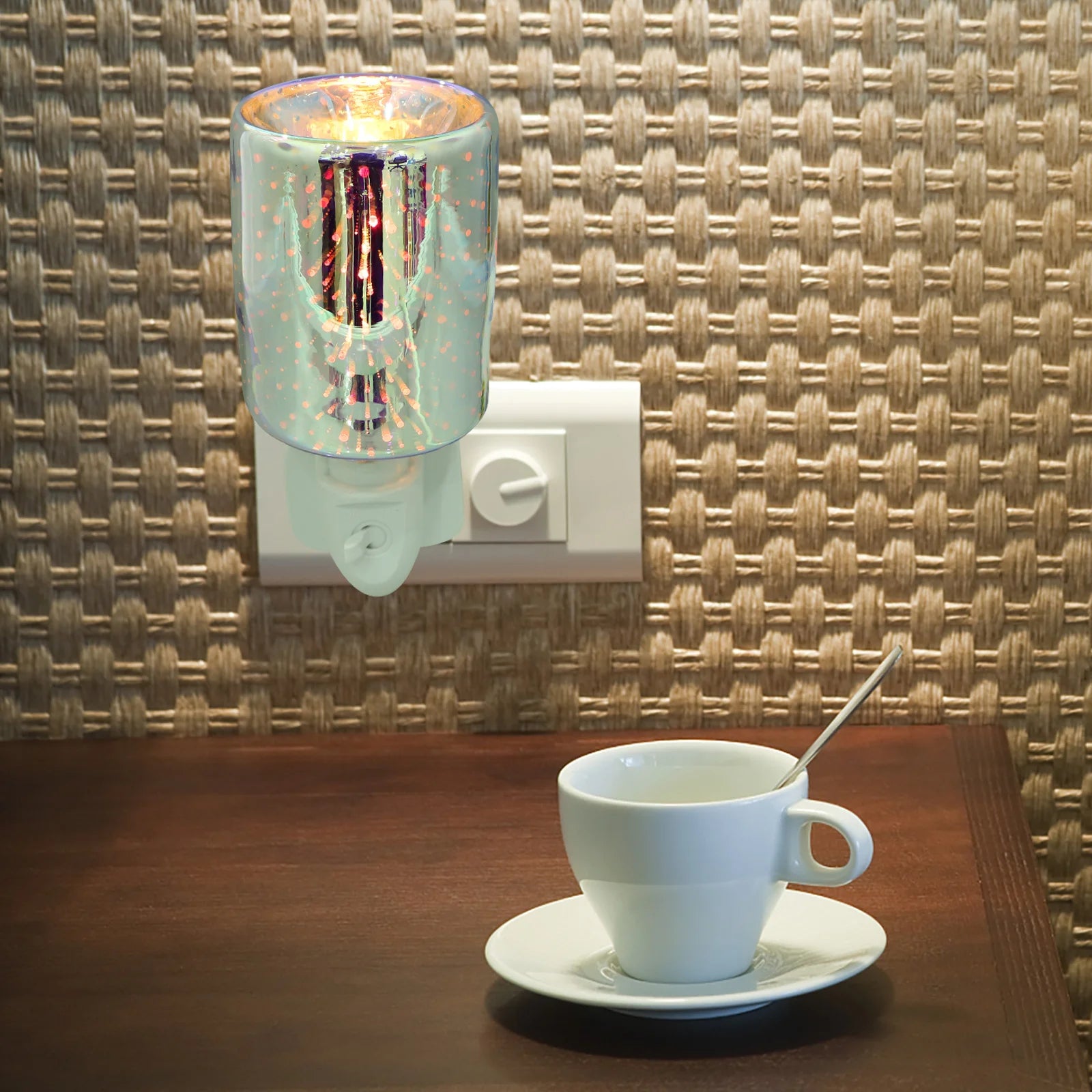 1Pcs Smokeless Warmer 3D Glass Electric Fragrance Lamp Wax Burner Aromatherapy Night Light for Home Office Spa Yoga