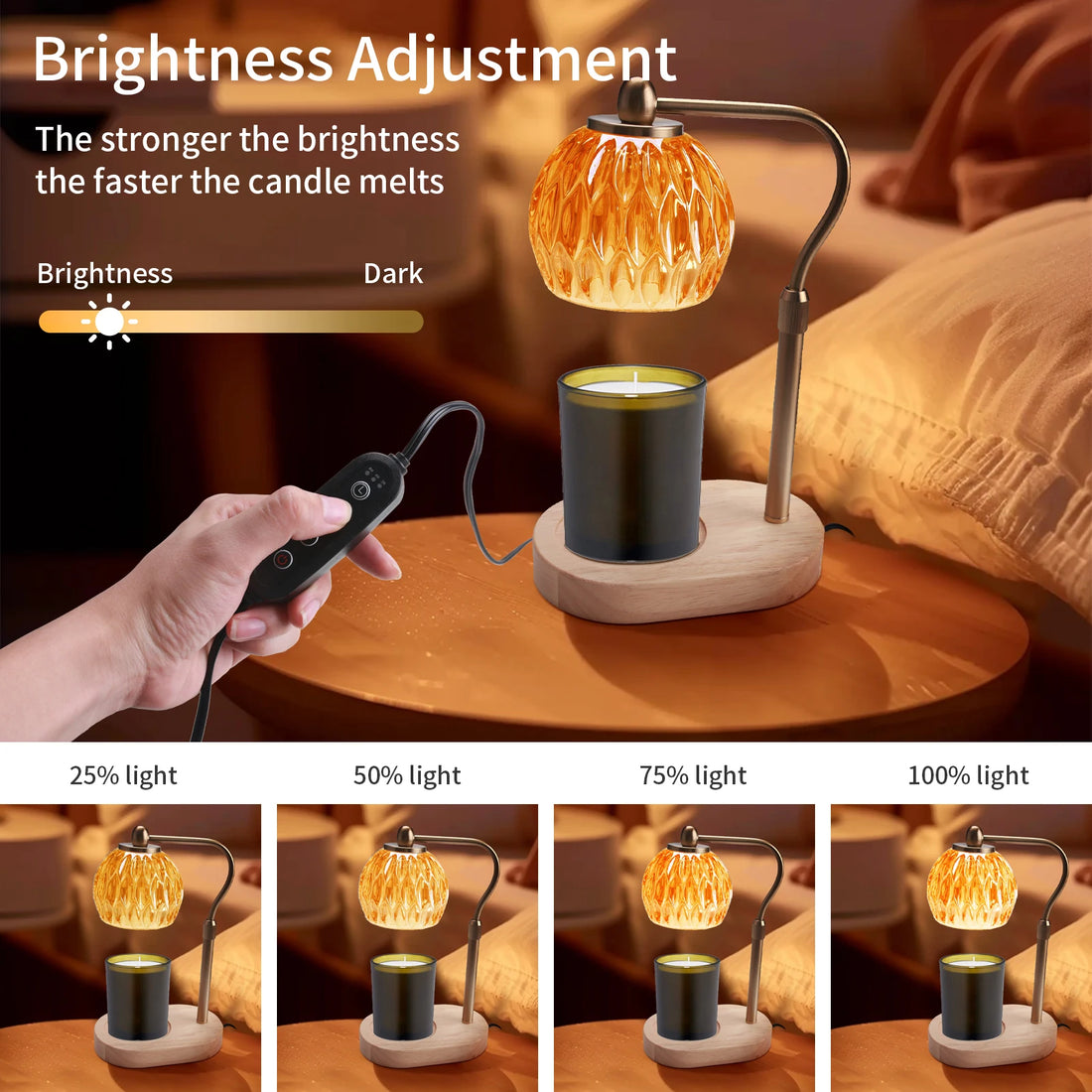 Candle Warmer Lamp Retro Candle Warmer Table Lamp Aromatherapy Lamp with Timer & Dimmer Height Adjustable for Scented Candles